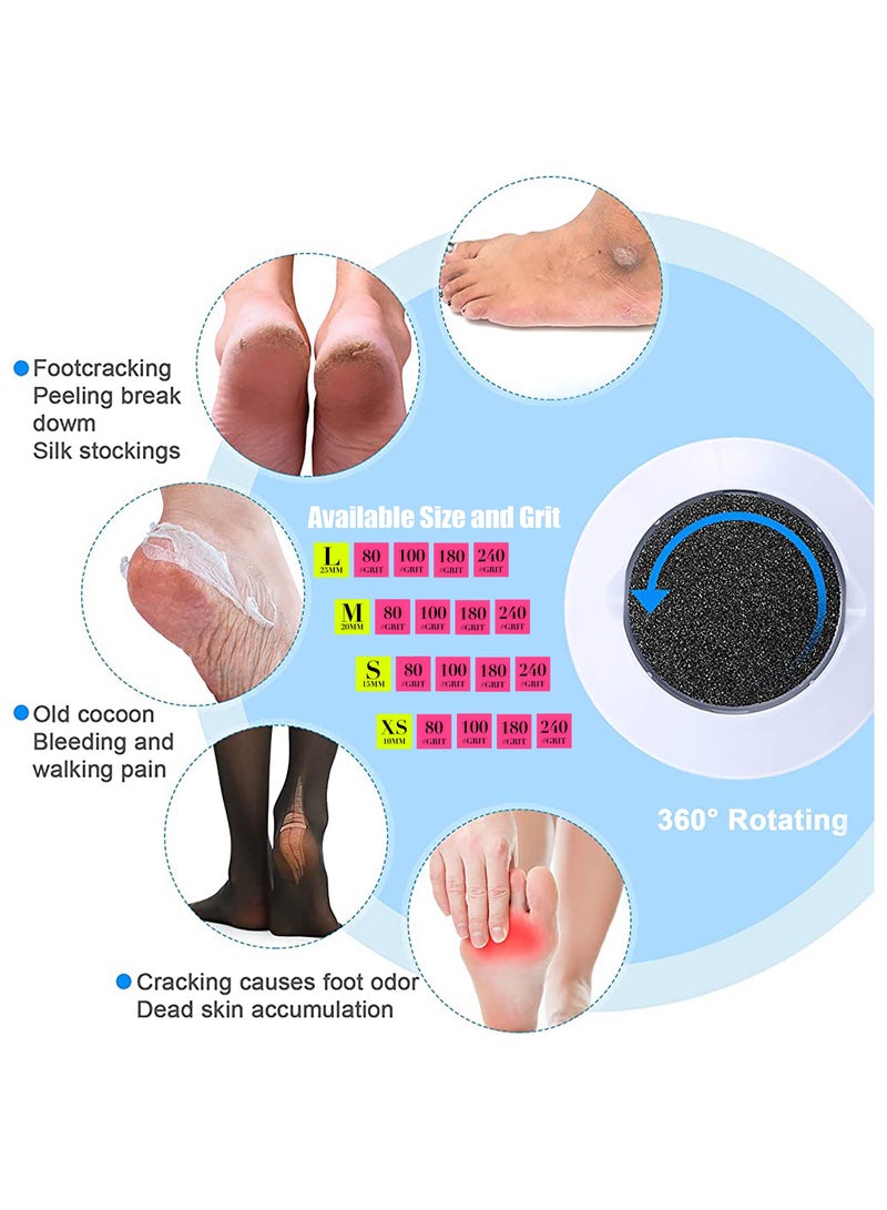 50pcs Self-adhesive Sandpaper Disk Replacement Pad Foot File Disc for Electric Rasp Files Callus Cuticle Hard Dead Skin Removal Pedicure Tools 100 Grit 15MM