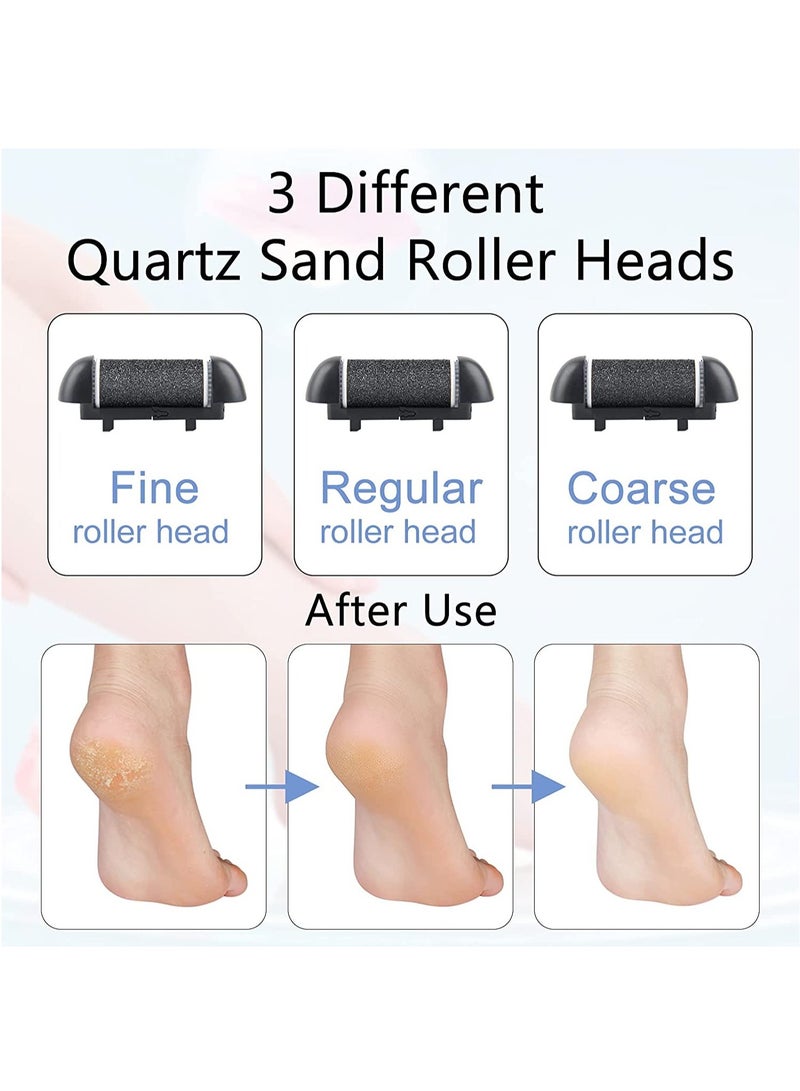 Electric Feet Callus Remover, Professional 18-in-1 Foot File Pedicure Kit Tools, Rechargeable Dry Dead Skin Foot Scraper with 3 Roller Heads, 2-Speed Power, for Feet/Hands/Heels Spa (Black)