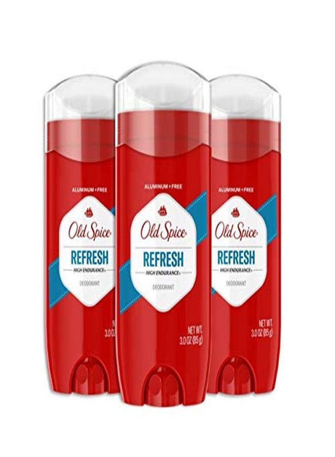 Aluminum Free Deodorant For Men, High Endurance Refresh, 3 Oz Each, Pack Of 3