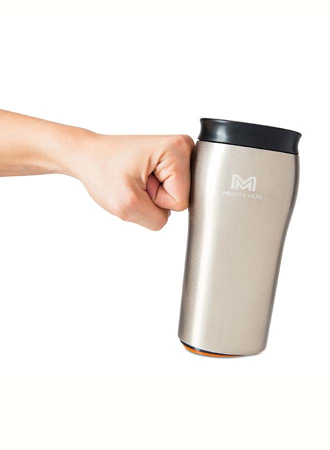 Mighty Mug | The Untippable Mug | Grips When Hit, Lifts for Sips | Insulated Stainless Steel Tumbler | Cupholder Friendly | Gifts for Women Men All | Leakproof | 4 Hours Hot / 24 Cold | 12oz | Matallic Beige | 1949D Metallic Beige