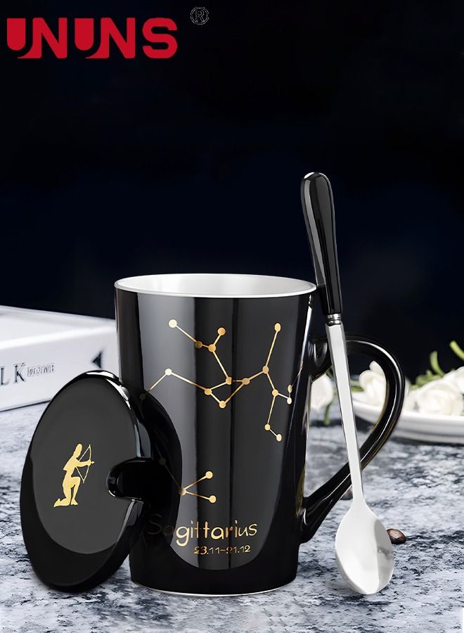 450ML Ceramic Coffee Mug Set- Constellation Drinkware Set Coffee Cups for Birthday Gift - Elegant & Creative Zodiac Tea Cups for Coffee, Tea, Hot Chocolate, Cocoa - Sagittarius