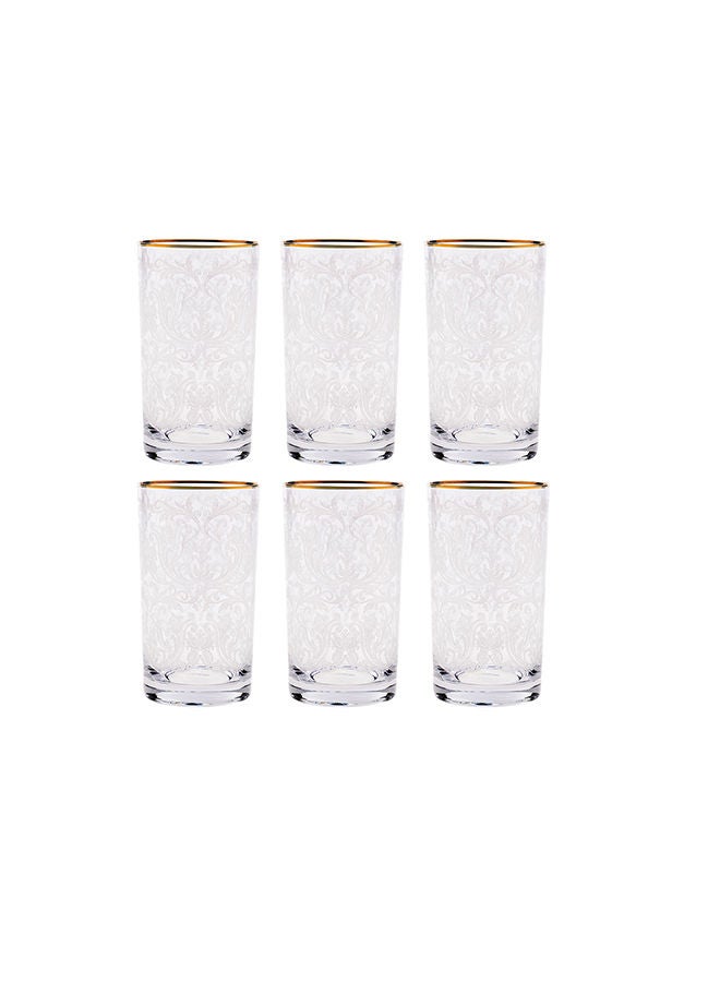 6-Piece Embroidery Gold Long Drink Glasses