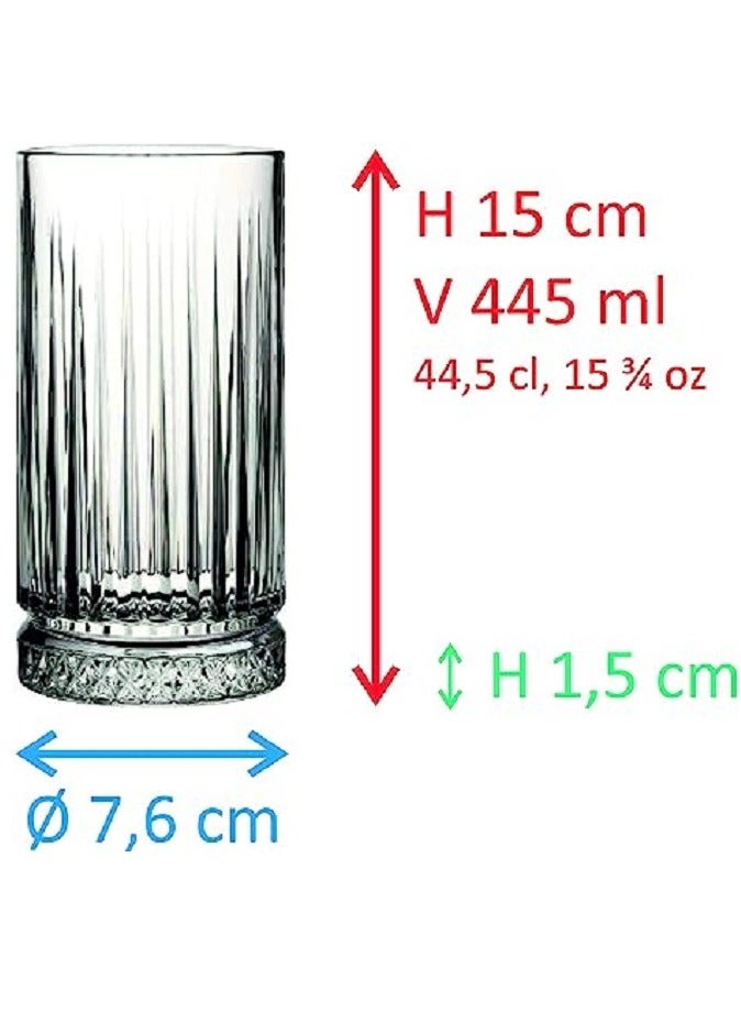 4-Piece Elysia  Long Drink Glass Set 445 ml Clear