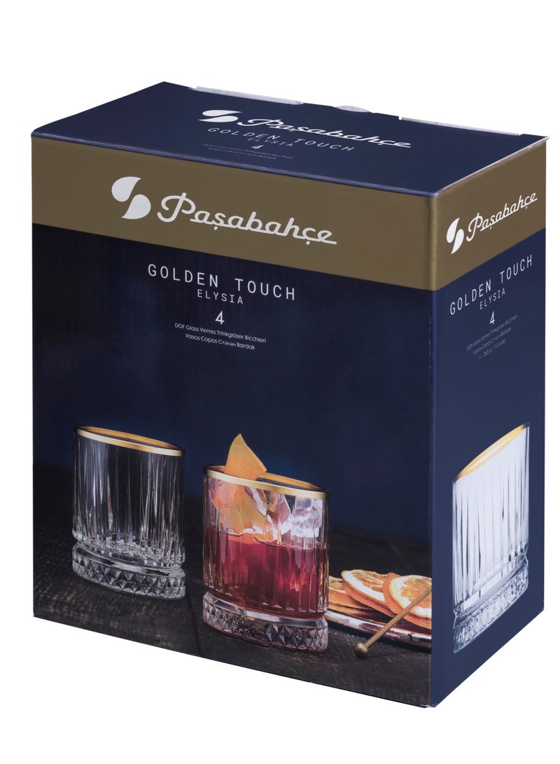 4-Piece Elysia Golden Touch Glass Set, 355 ml Clear