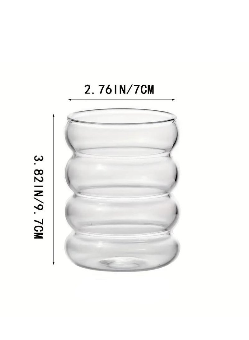 Ripple Shaped Drinking Glasses with Straws 330 ML (Set of 4)