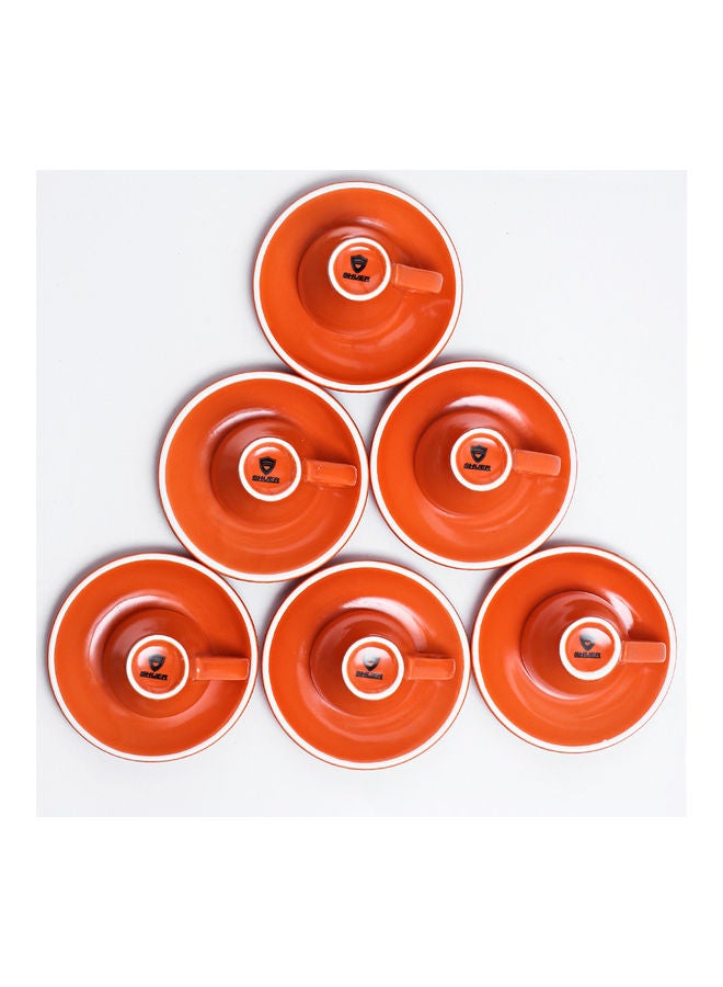 12 Piece Coffee Cup And Saucer Set Orange 7.6x6.1x6.3cm