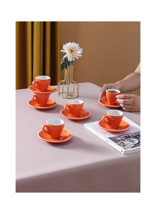 12 Piece Coffee Cup And Saucer Set Orange 7.6x6.1x6.3cm
