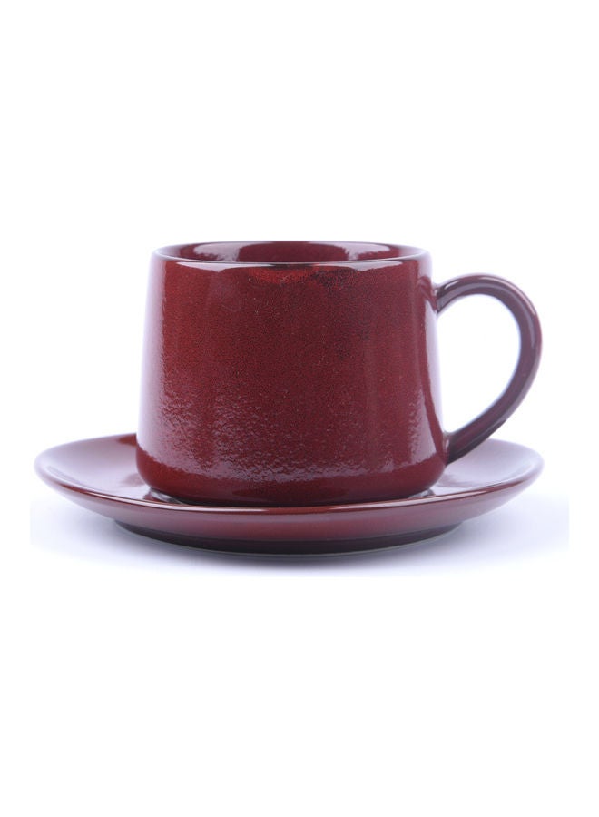4-Piece Coffee/Tea Ceramic Cup and Saucer Set Red 4 x 300ml