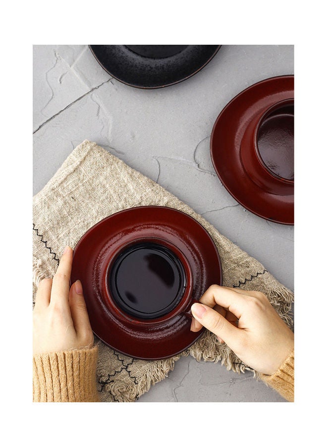 4-Piece Coffee/Tea Ceramic Cup and Saucer Set Red 4 x 300ml