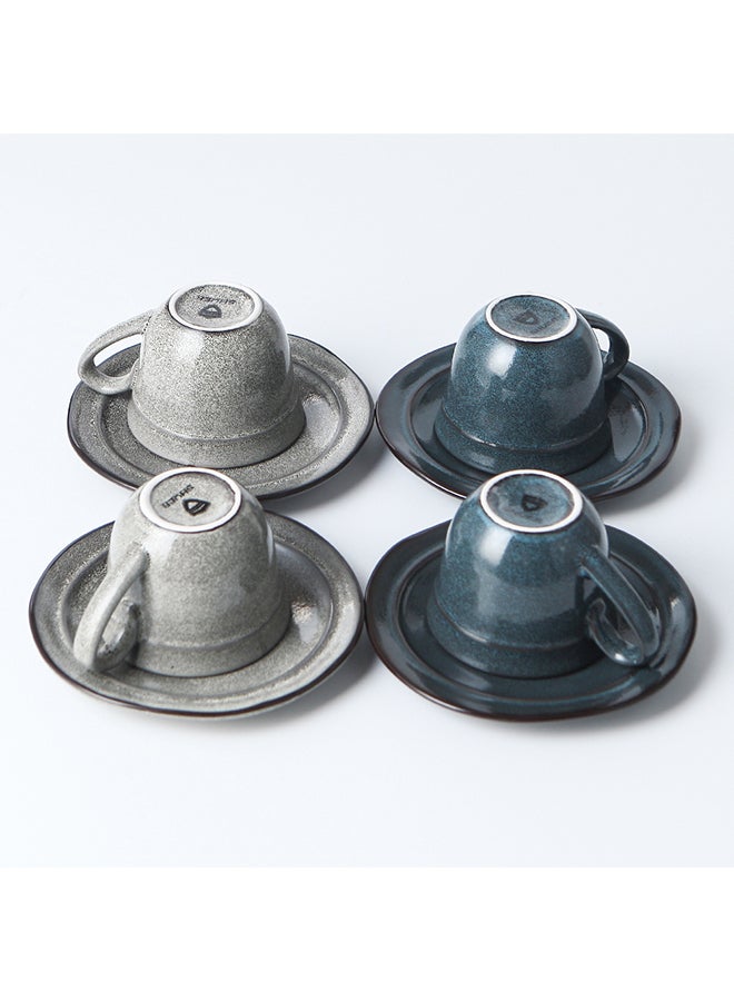 8-Piece Variable Glaze Deformation Cup & Saucer Multicolour 8.8x8.8x6.7cm