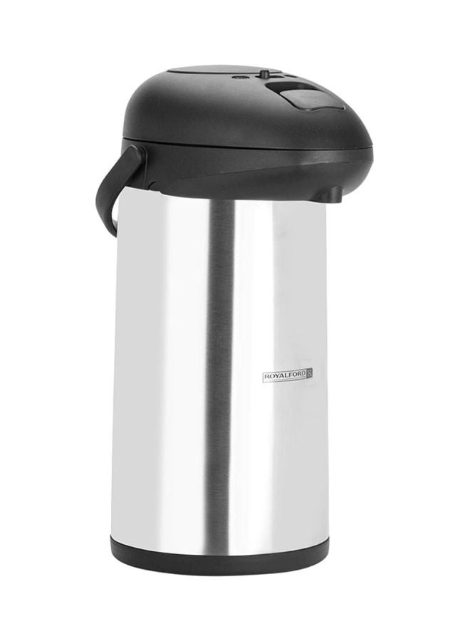 Royalford RF8336 3L Double wall Stainless Steel Vacuum Flask - Coffee Heat Insulated Thermos for Keeping Hot/Cold Retention, Double-Wall for Coffee, Hot Water, Tea, Beverage | Ideal for Commercial & Outings Silver/Black