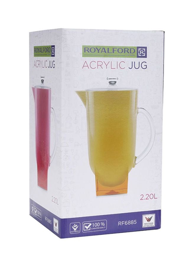 Acrylic Jug With Lid Yellow/Clear 162X302X158 Millimeter Assorted Colour 2.2Liters