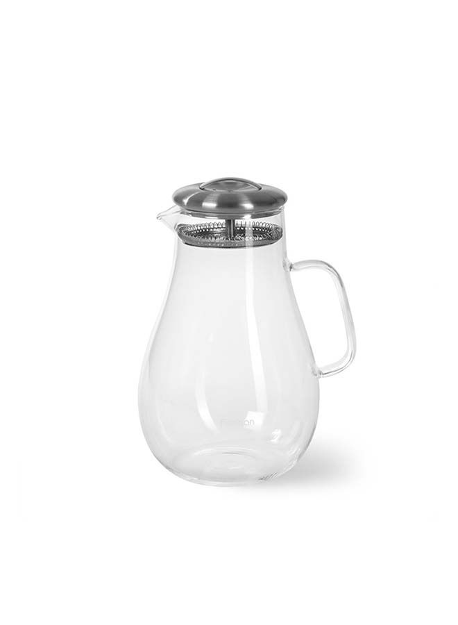 Pitcher Jug Borosilicate Glass Handle And Stainless Steel Lid Giorno Collection , Great for Hot/Cold Water, Ice Tea and Juice Beverage, Carafe For Handmade Juices and Smoothies 1800ml