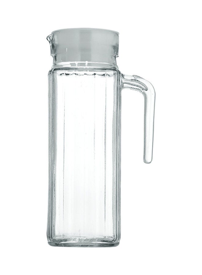 Glass Jug Transparent With White Plastic Lid Clear