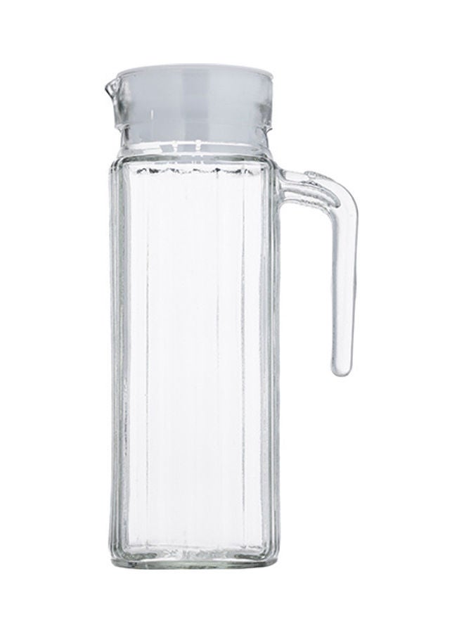 Glass Jug Transparent With White Plastic Lid Clear