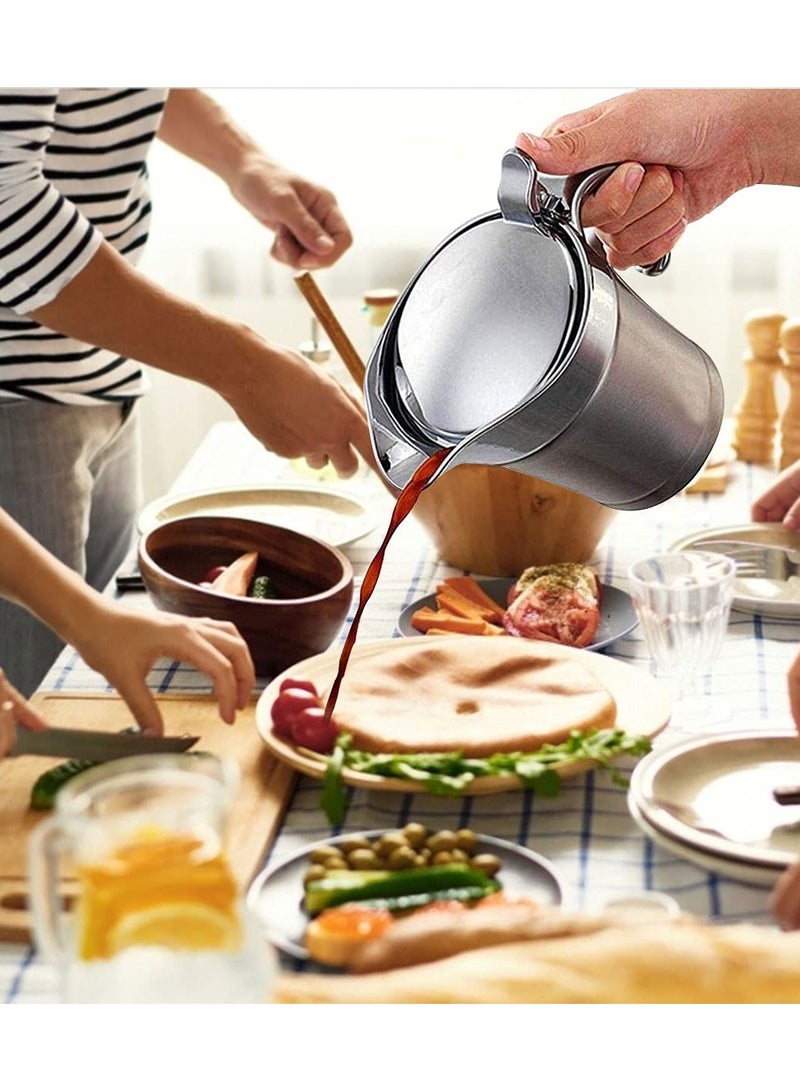 Gravy Pot, 450ml Gravy Boat Sauce Jug Stainless Steel Insulated Gravy Jug Custard Serving for Gravy, Custard, Cream, Sauce