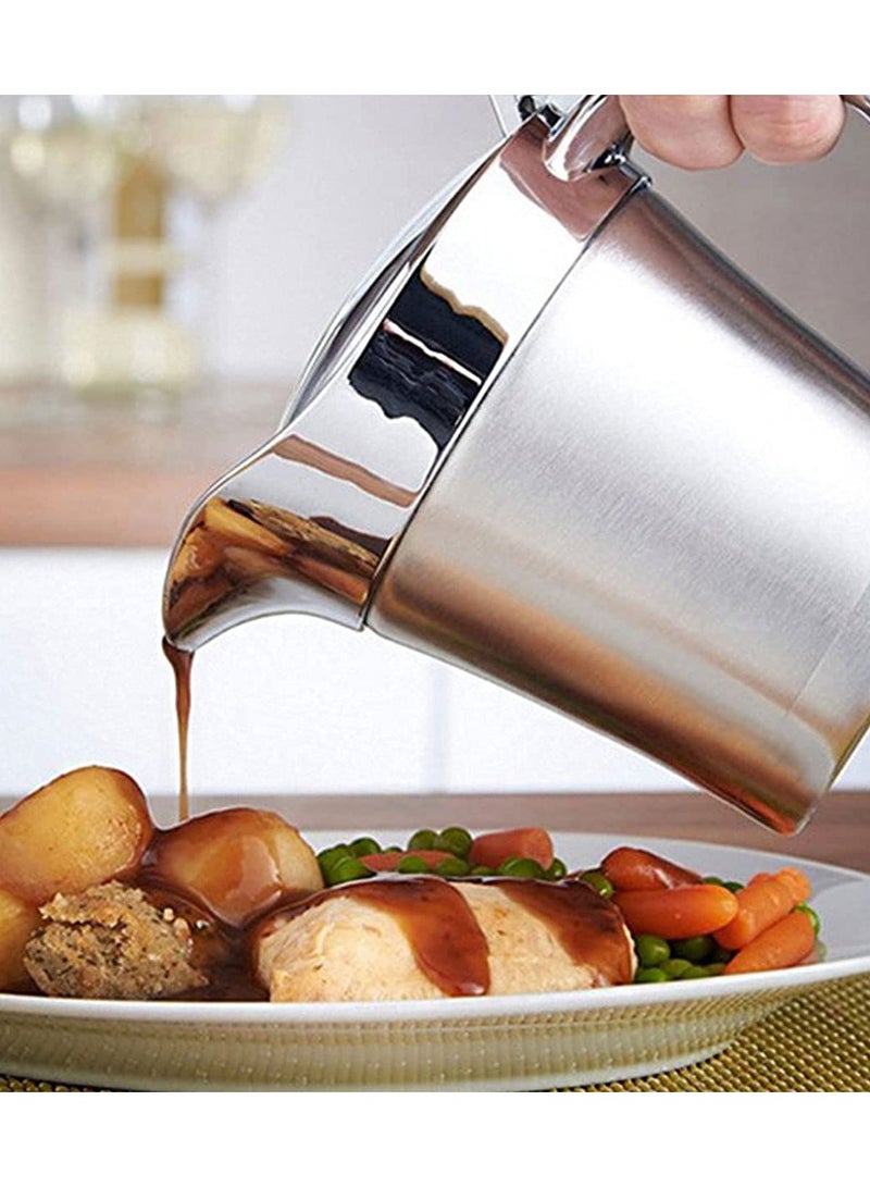 Gravy Pot, 450ml Gravy Boat Sauce Jug Stainless Steel Insulated Gravy Jug Custard Serving for Gravy, Custard, Cream, Sauce