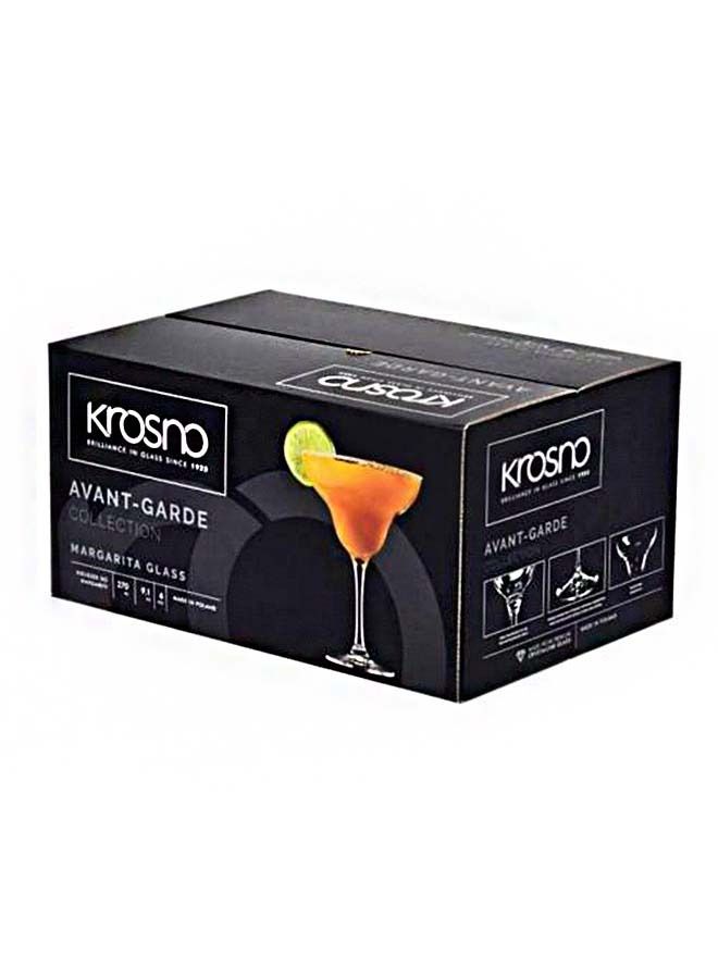 Krosno Margarita Cocktail Glasses | Set of 6 | 270 ML | Large Coupe Cocktail Glasses | Perfect for Home, Restaurants and Parties | Dishwasher Safe
