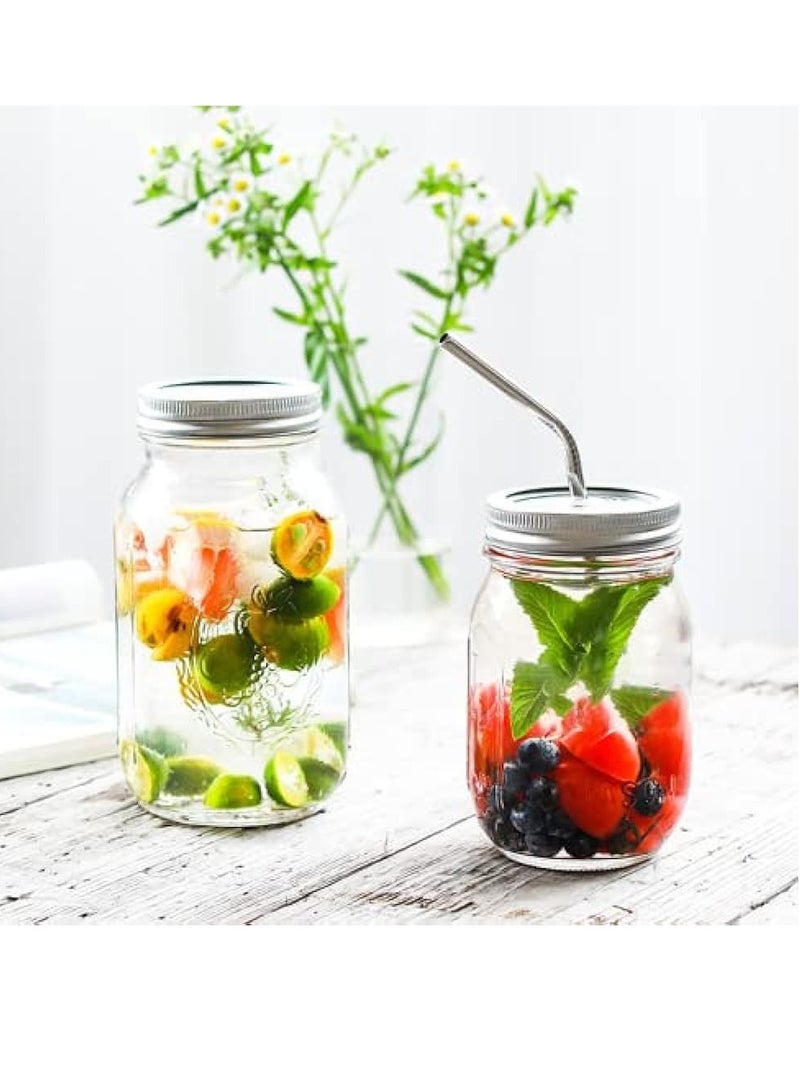 6 Pcs Regular Mouth 1000ml Jar with Lids Clear