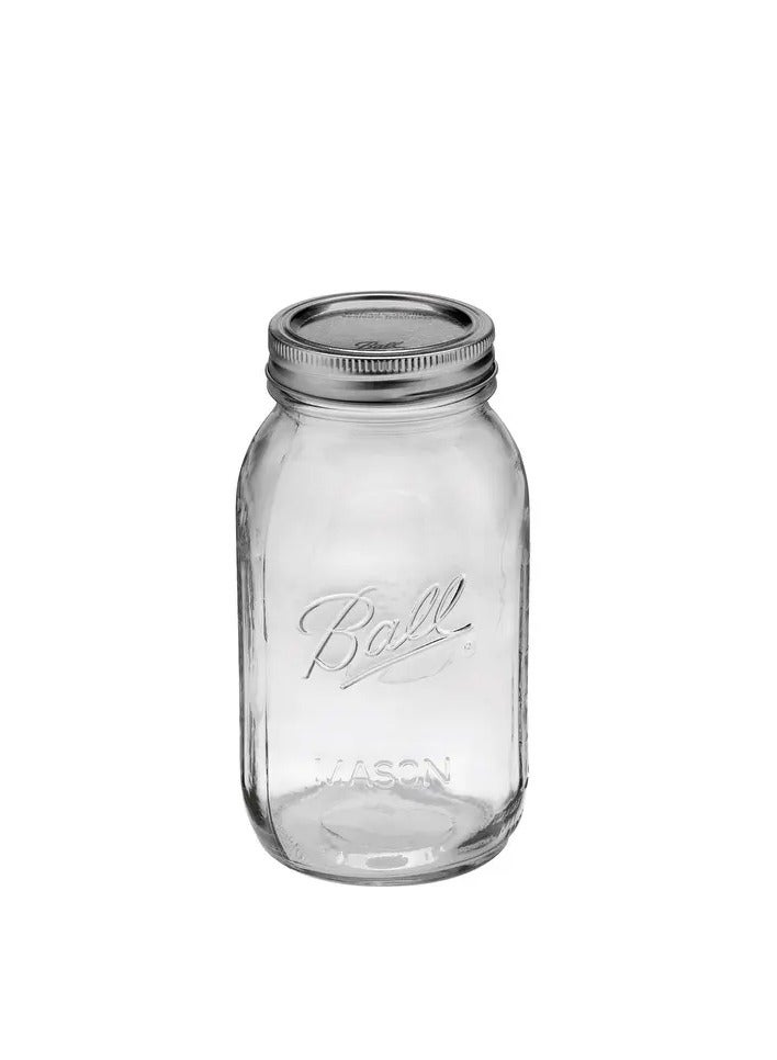 6 Pcs Regular Mouth 1000ml Jar with Lids Clear