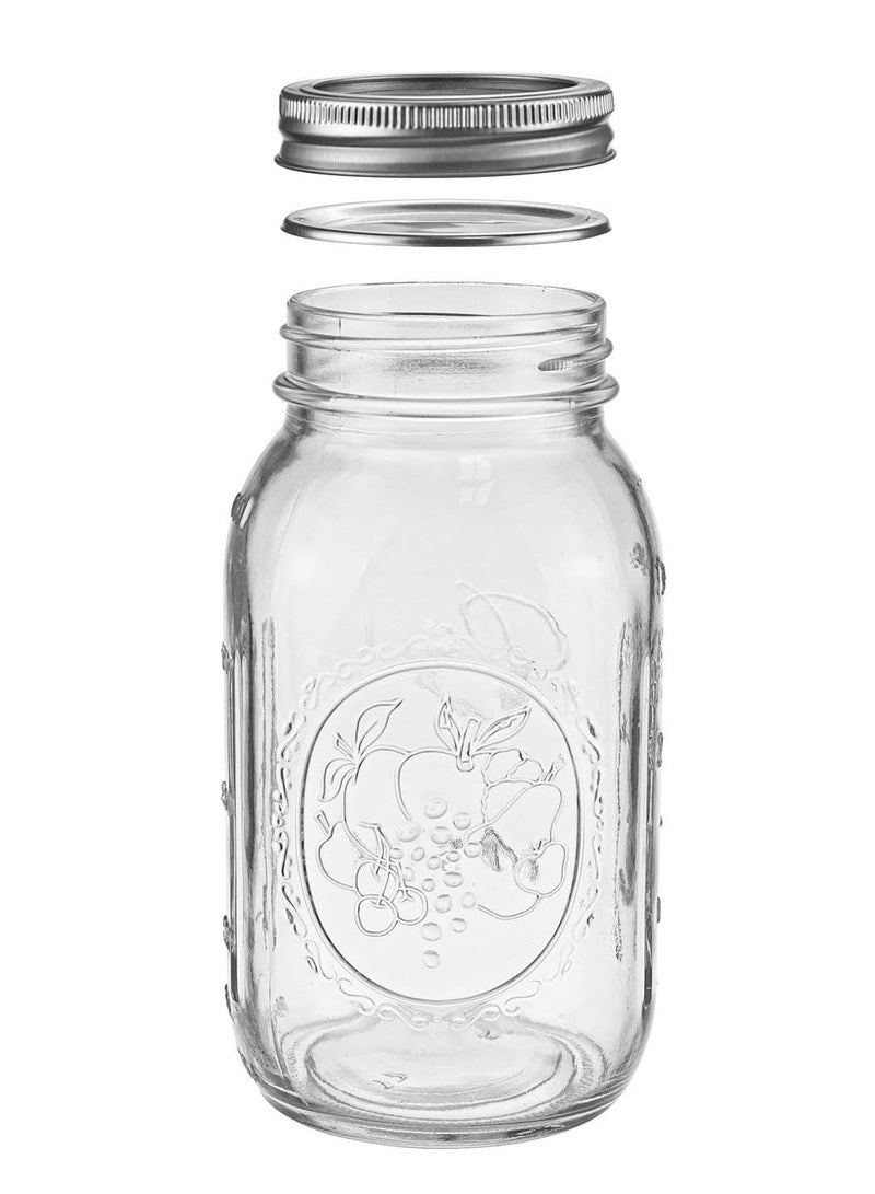 6 Pcs Regular Mouth 1000ml Jar with Lids Clear