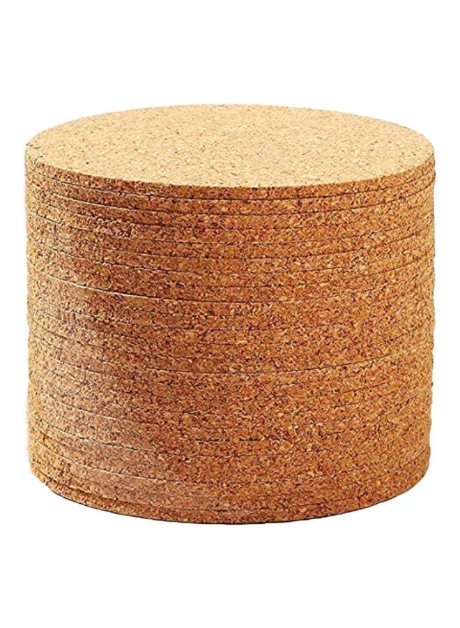 24-Piece Absorbent Round Cork Drink Coasters Brown 4x4x0.1inch