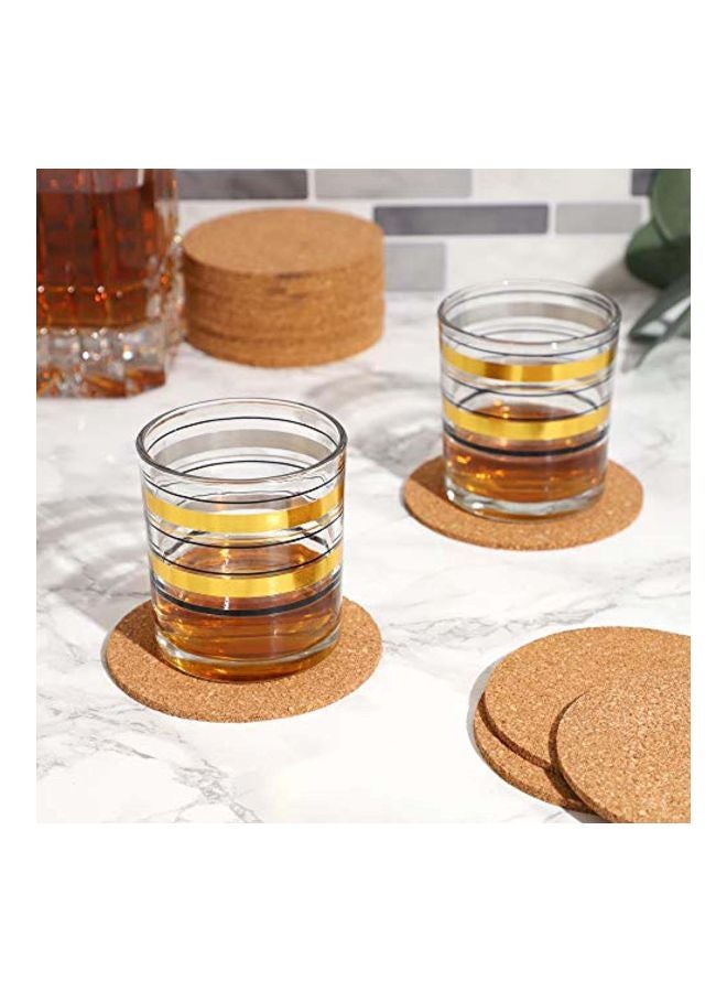 24-Piece Absorbent Round Cork Drink Coasters Brown 4x4x0.1inch