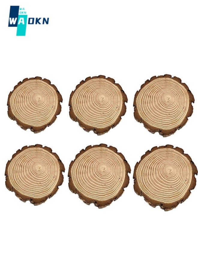 Set of 6 Wooden Drink Coasters - Natural Pine Drink Coasters Set for Coffee and Tea, Tabletop Protection for Any Table Type (Brown)