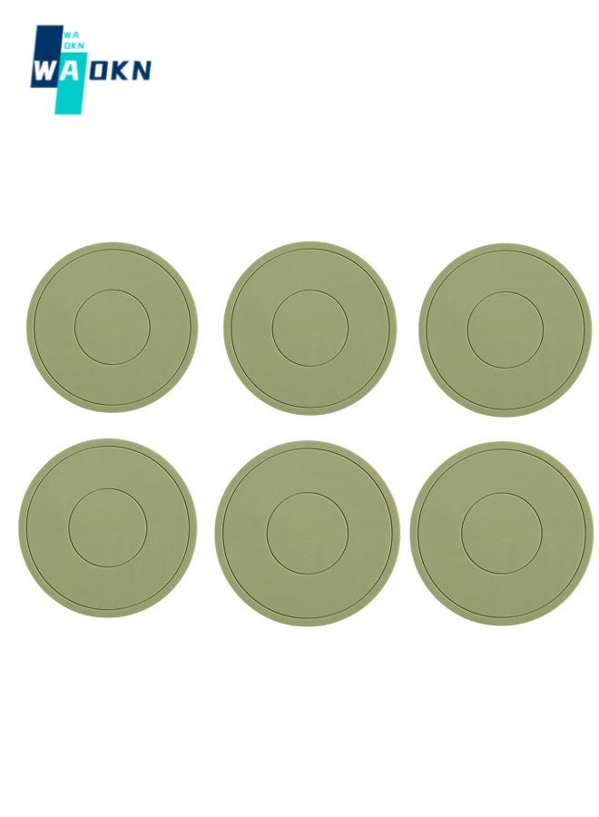 6-piece Set of Silicone Coasters, Non-slip Drink Coasters, Heat-resistant Table Mats, Soft Coasters to Protect Tabletops and Furniture From Damage (Green)