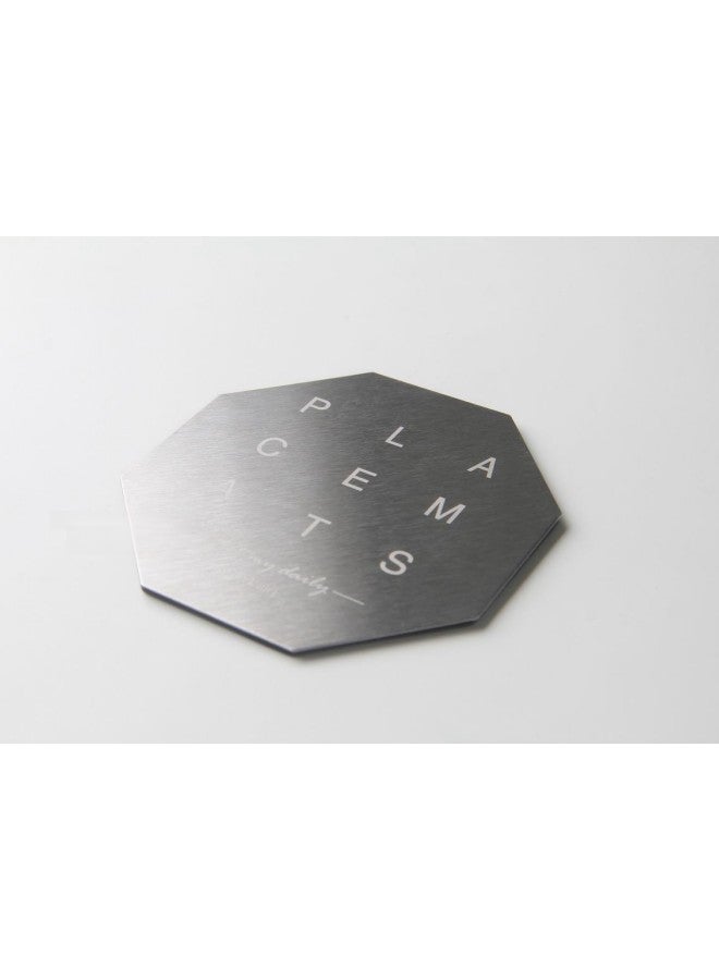 6-piece Set of Stainless Steel Art Coasters, Metal Letter Drink Coasters, Suitable for Home Offices, Cafes,  Coasters and Table Mats, Reusable Desktop Decorations (Silver)