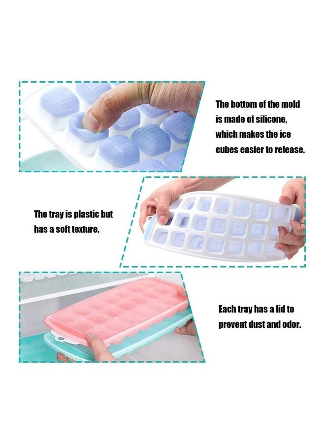 Flexible Silicone Ice Cube Tray Molds With Lids B87 Multicolour