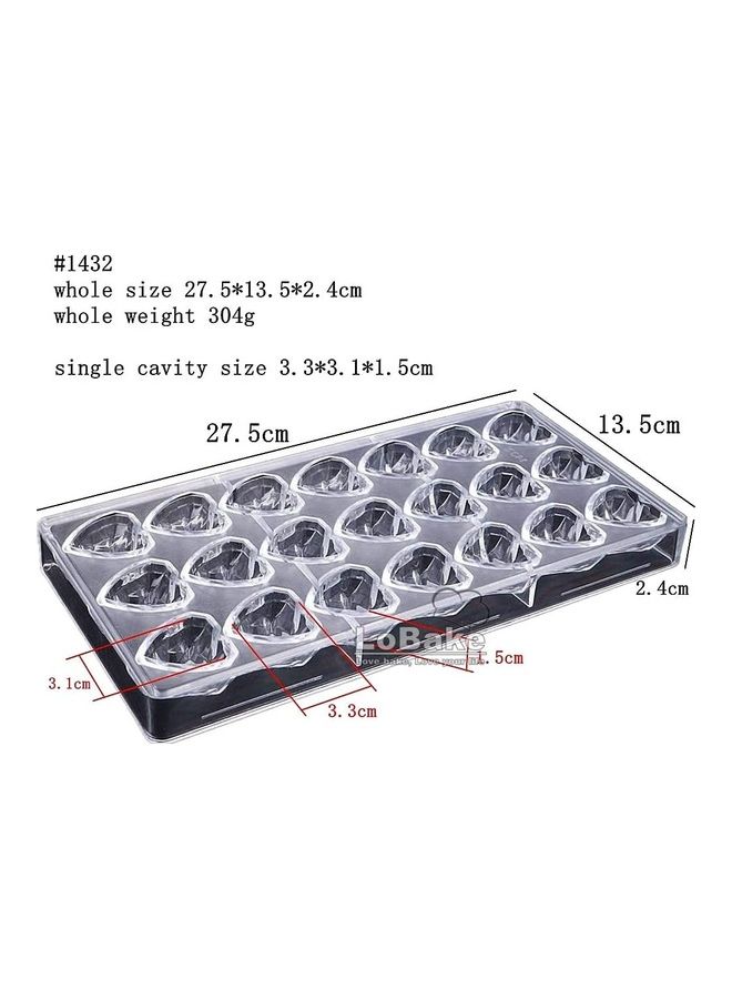 21 Well Diamond Heart Plastic Chocolate Mold Ice Cube Mould B1 Multicolour