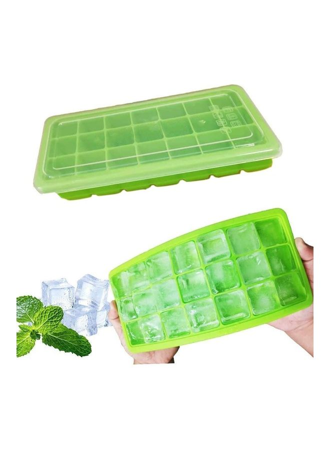 Silicone Ice Trays With Lid Green 10.4x1.2x5.0inch