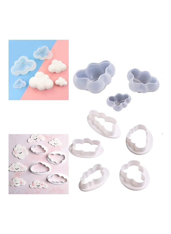 8-Piece 3D Cloud Shape Silicone Mould Ice Cubes B151 Multicolour