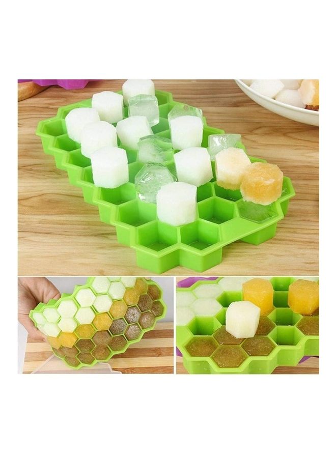 2-Piece Honeycomb Shape Ice Cube Tray Green/Yellow/Clear One Size