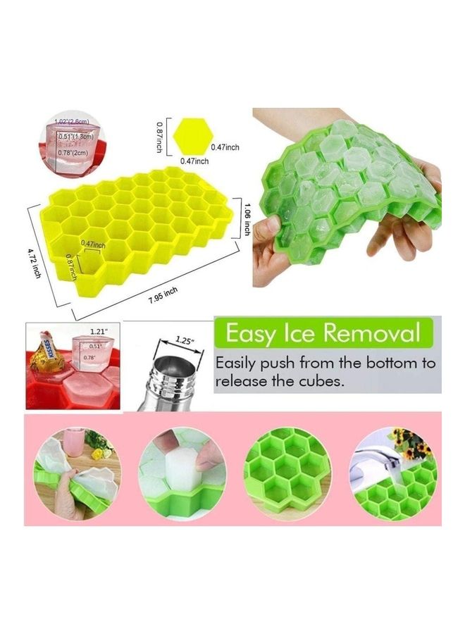 2-Piece Honeycomb Shape Ice Cube Tray Green/Yellow/Clear One Size