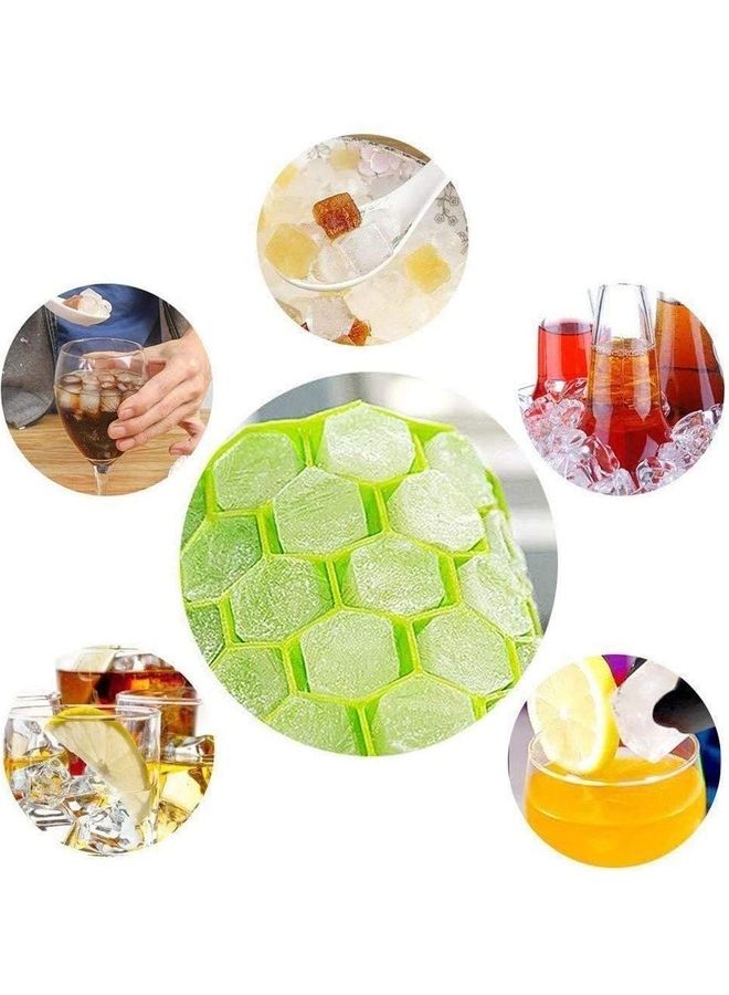 2-Piece Honeycomb Shape Ice Cube Tray Green/Yellow/Clear One Size