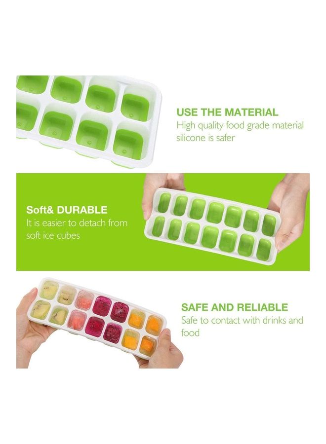 Pack Of 3 Easy-Release And Flexible Ice Cube Trays Green/Blue/White One Size