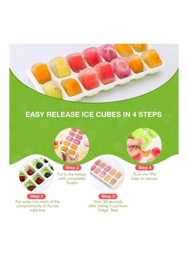 Pack Of 3 Easy-Release And Flexible Ice Cube Trays Green/Blue/White One Size