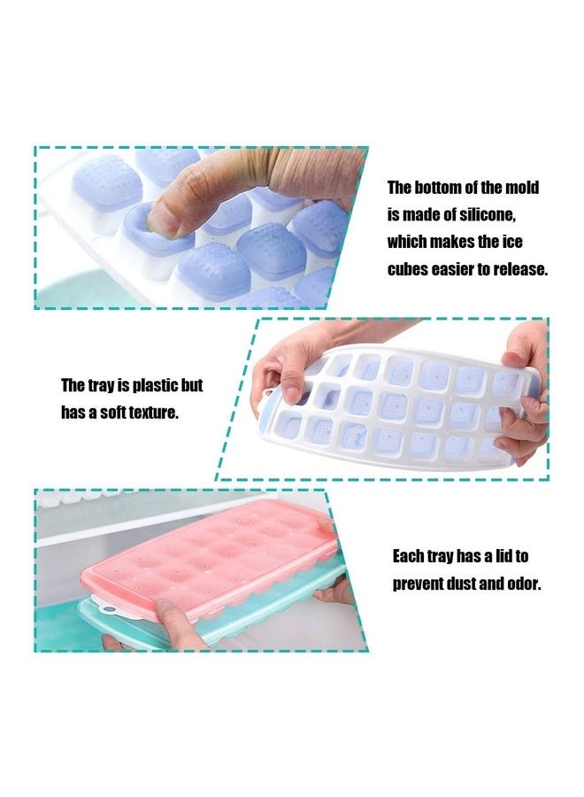 2-Piece Silicone Ice Ball Tray Set With Lids Blue/White One Size