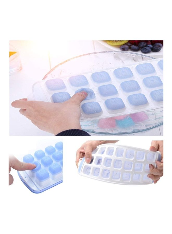 2-Piece Silicone Ice Ball Tray Set With Lids Blue/White One Size