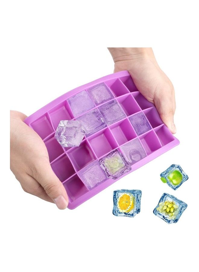 3-Piece Silicone 24-cavities Ice Maker Set Blue/Purple/Green One Size