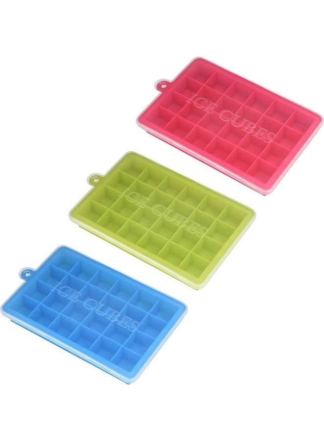 3-Piece Silicone Ice Cube Maker Blue/Red/Green One Size