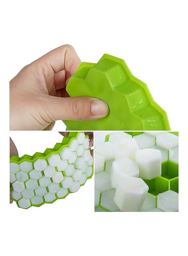 2-Piece Silicone Ice Cube Tray Set With Plastic Lids Green One Size