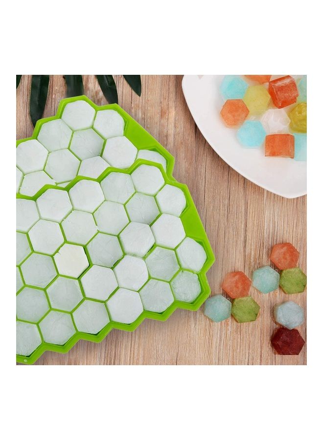 2-Piece Silicone Ice Cube Tray Set With Plastic Lids Green One Size