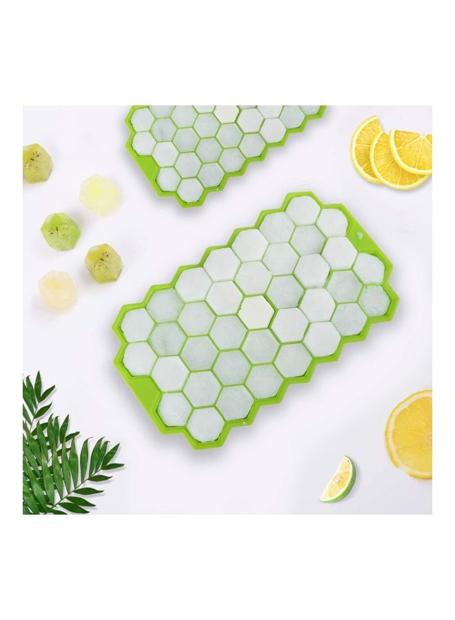 2-Piece Silicone Ice Cube Tray Set With Plastic Lids Green One Size