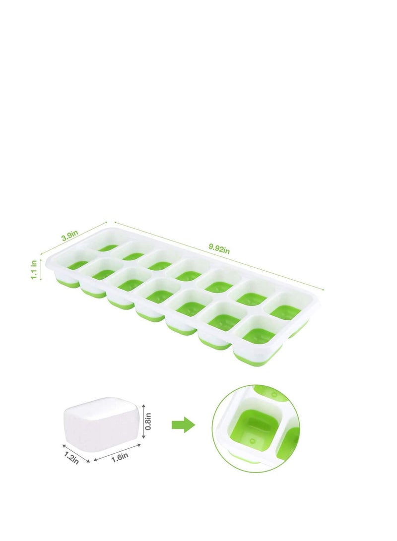 Ice Cube Trays 3 Pack Easy-Release and Flexible 14-Ice with Spill-Resistant Removable Lid BPA free Flexable Durable Stackable Dishwasher Safe