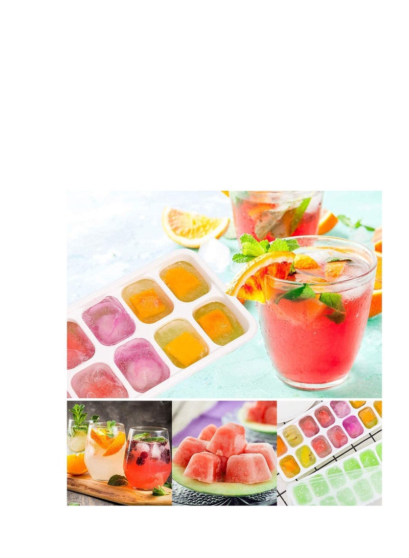 Ice Cube Trays 3 Pack Easy-Release and Flexible 14-Ice with Spill-Resistant Removable Lid BPA free Flexable Durable Stackable Dishwasher Safe