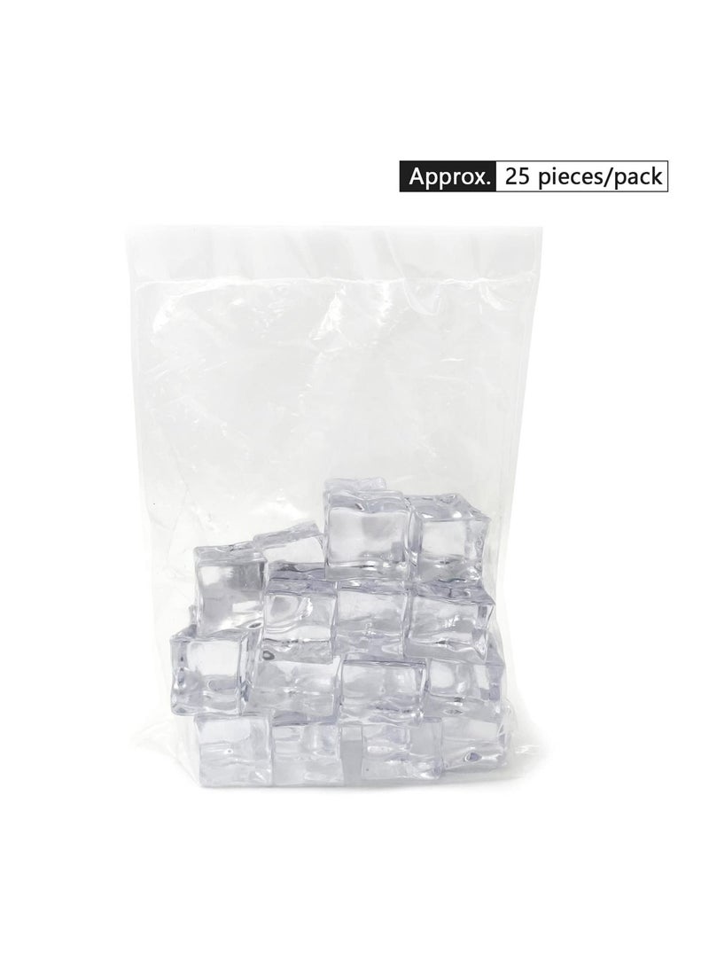 25 Pcs 30MM Reusable Plastic Ice Cubes,Clear Acrylic Fake Cubes,Artificial Square Crystal Cubes for Photography Props Home Decoration Wedding Centerpiece Vase Fillers
