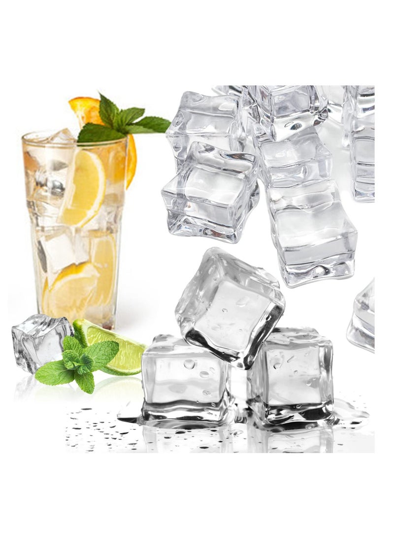 25 Pcs 30MM Reusable Plastic Ice Cubes,Clear Acrylic Fake Cubes,Artificial Square Crystal Cubes for Photography Props Home Decoration Wedding Centerpiece Vase Fillers
